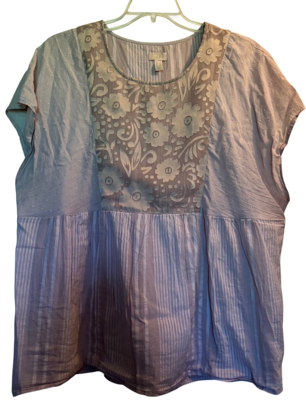 Logo Lavish by Lori Goldstein Cotton Floral Mixed Print Blouse Blush Pink Sz 1X